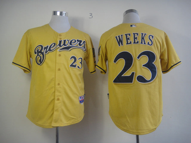 Weeks Milwaukee Brewers yellow jersey