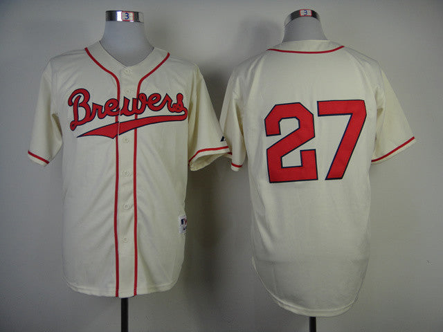 Carlos Gomez Milwaukee Brewers cream jersey
