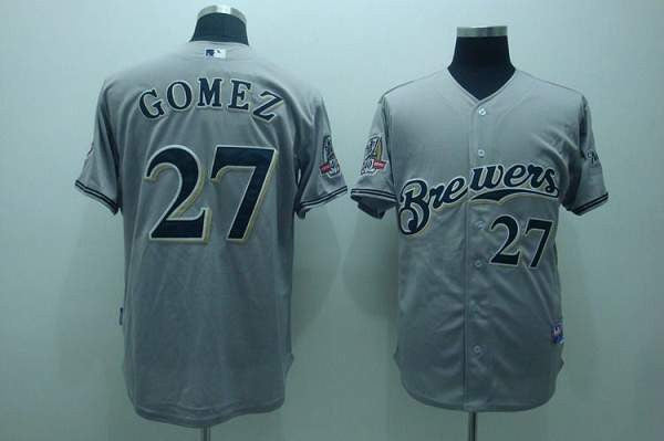 Carlos Gomez Milwaukee Brewers grey jersey