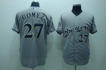 Carlos Gomez Milwaukee Brewers grey jersey