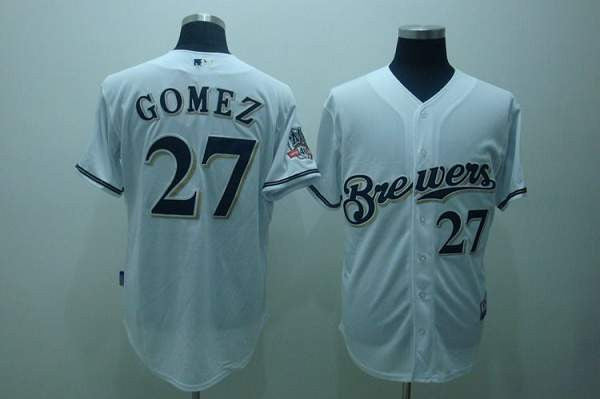 Carlos Gomez Milwaukee Brewers white jersey