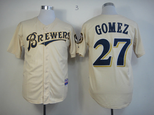 Gomez Milwaukee Brewers cream jersey