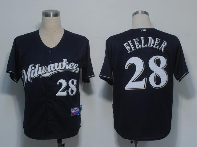 Fielder Milwaukee Brewers blue jersey