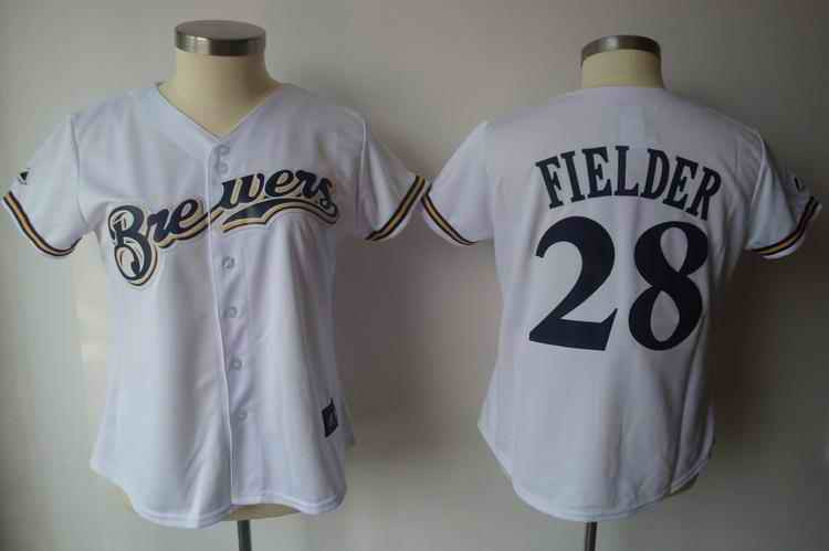Fielder Milwaukee Brewers white jersey