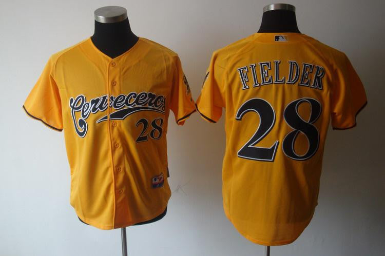 Fielder Milwaukee Brewers yellow jersey