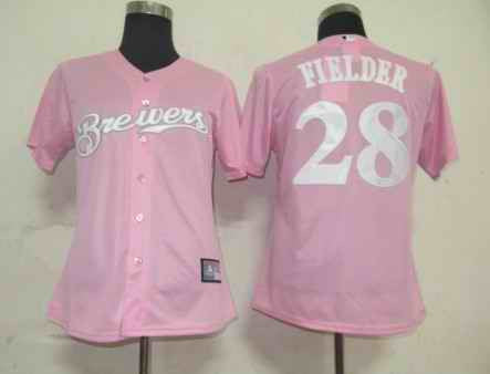 Prince Fielder Milwaukee Brewers pink jersey