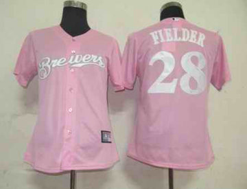 Prince Fielder Milwaukee Brewers pink jersey