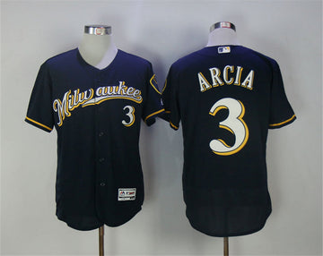 Orlando Arcia Milwaukee Brewers navy jersey