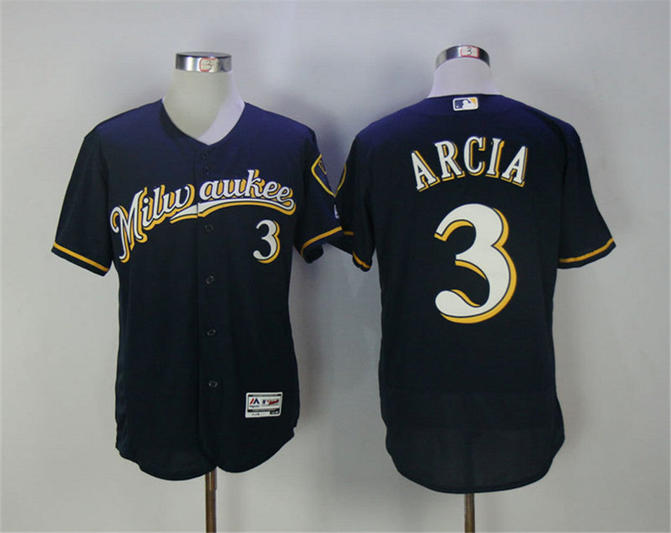 Orlando Arcia Milwaukee Brewers navy jersey