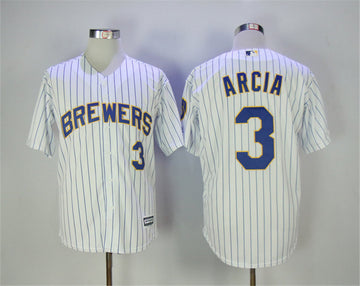 Orlando Arcia Milwaukee Brewers white jersey