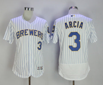 Orlando Arcia Milwaukee Brewers white jersey
