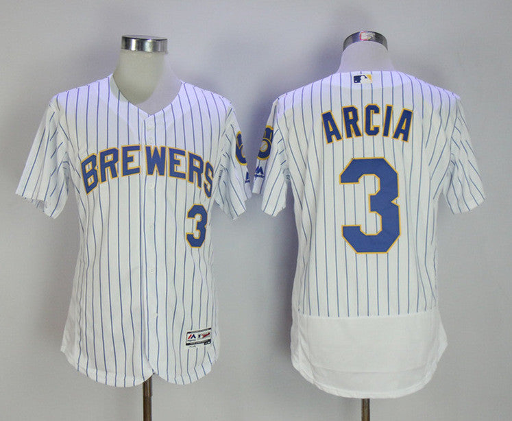 Orlando Arcia Milwaukee Brewers white jersey