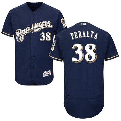 Wily Peralta Milwaukee Brewers navy jersey