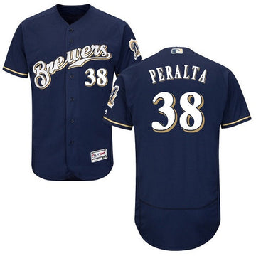 Wily Peralta Milwaukee Brewers navy jersey