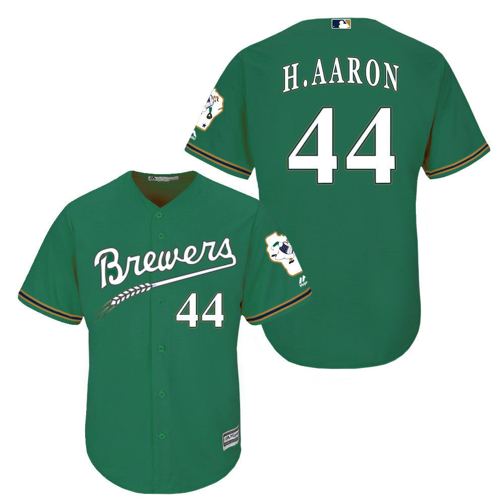 Hank Aaron Milwaukee Brewers green jersey