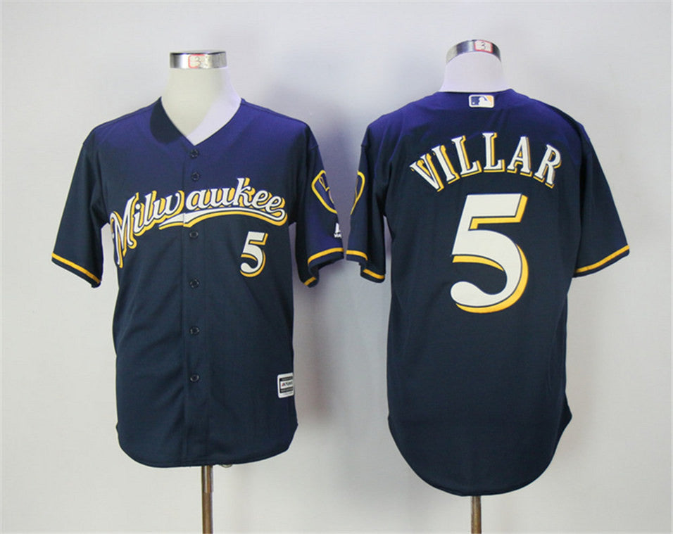 Jonathan Villar Milwaukee Brewers navy jersey