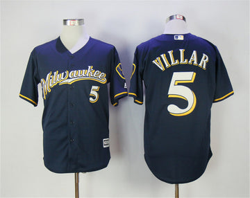 Jonathan Villar Milwaukee Brewers navy jersey