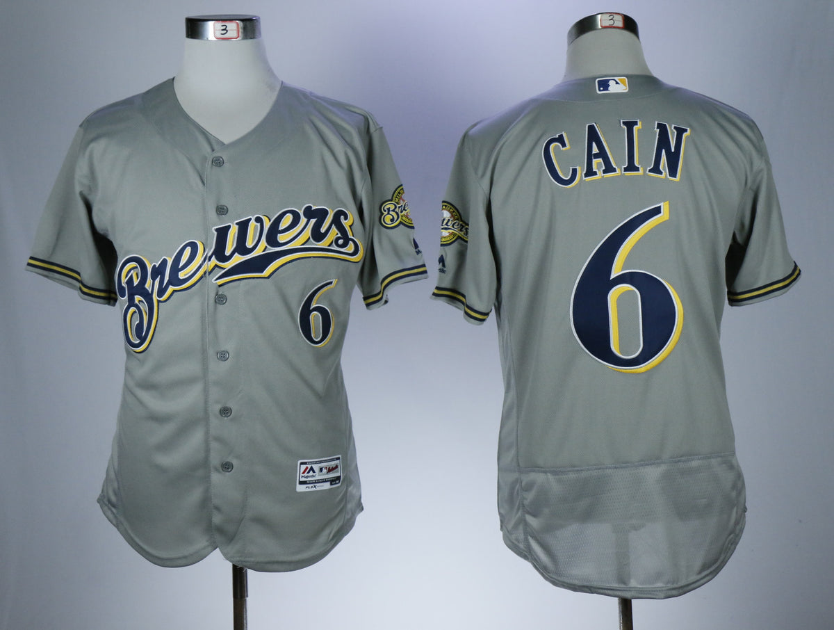 Lorenzo Cain Milwaukee Brewers gray jersey