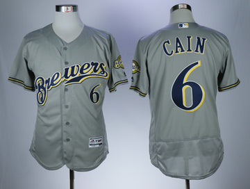 Lorenzo Cain Milwaukee Brewers gray jersey