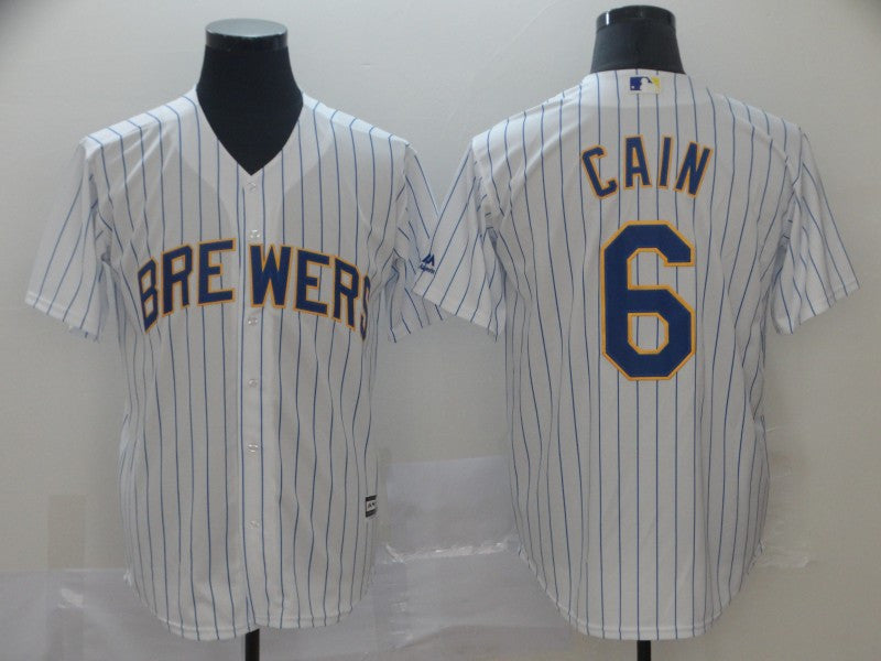 Lorenzo Cain Milwaukee Brewers white jersey
