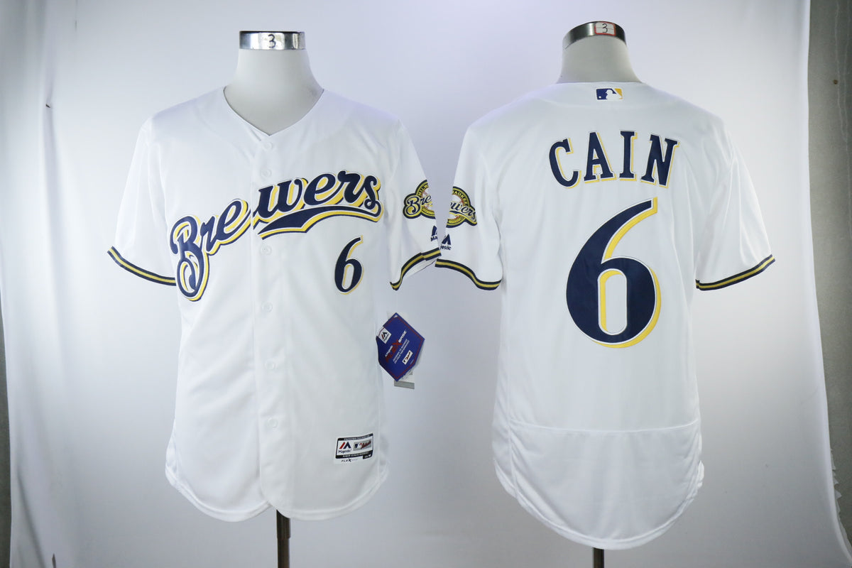 Lorenzo Cain Milwaukee Brewers white jersey