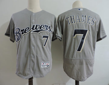 Eric Thames Milwaukee Brewers gray jersey