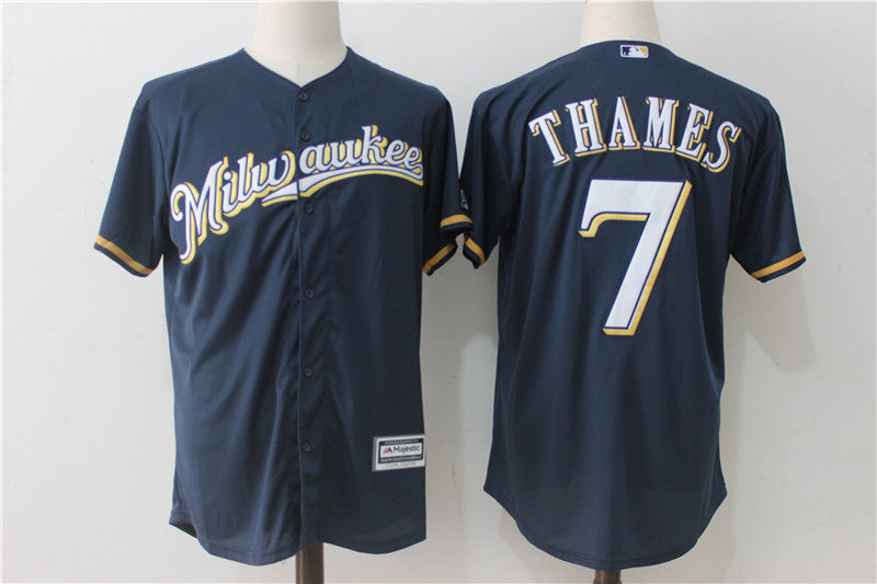 Eric Thames Milwaukee Brewers navy jersey