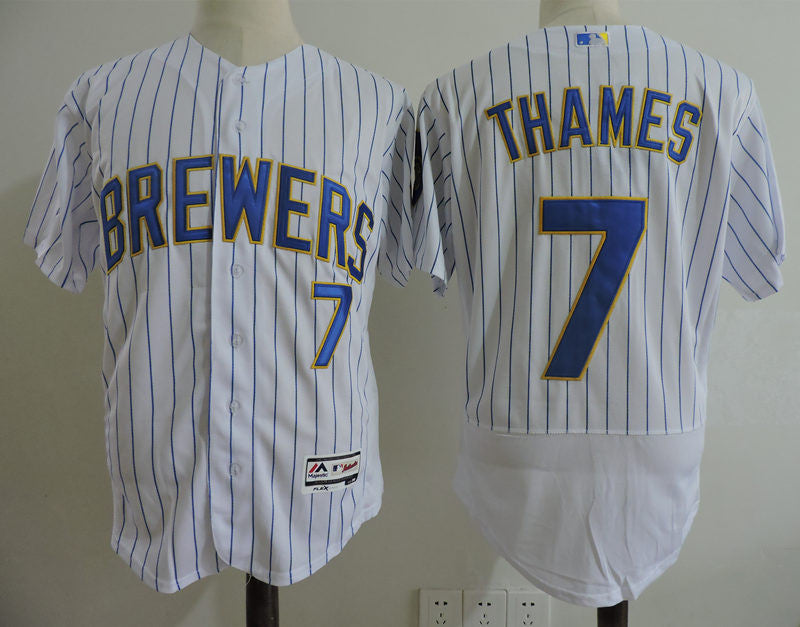 Eric Thames Milwaukee Brewers white jersey