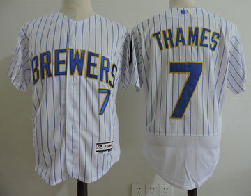 Eric Thames Milwaukee Brewers white jersey