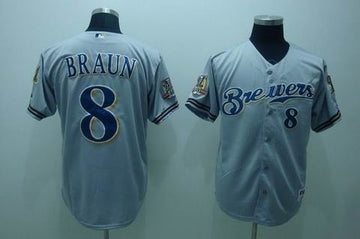 Braun Milwaukee Brewers grey jersey