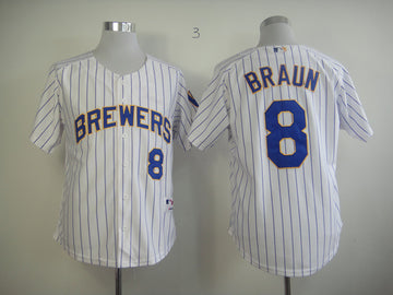 Braun White Milwaukee Brewers blue jersey