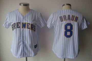 Braun White Milwaukee Brewers blue jersey