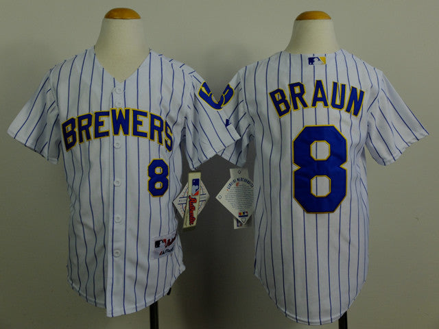Braun White Milwaukee Brewers blue jersey