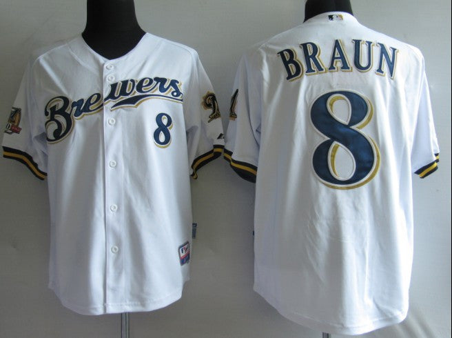 Braun Milwaukee Brewers white jersey