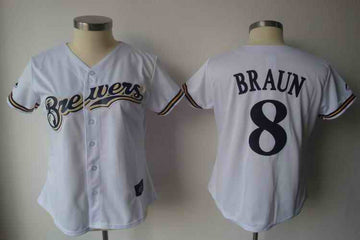 Braun Milwaukee Brewers white jersey
