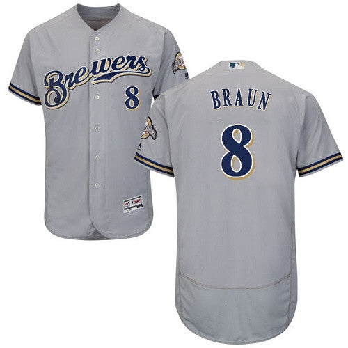 Ryan Braun Milwaukee Brewers gray jersey