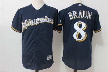 Ryan Braun Milwaukee Brewers navy jersey