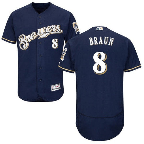 Ryan Braun Milwaukee Brewers navy jersey