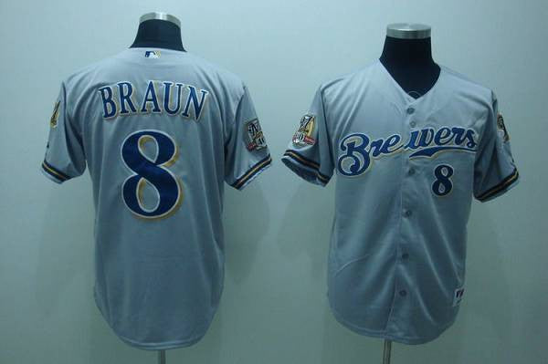 Ryan Braun Milwaukee Brewers grey jersey