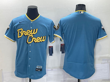 Custom Milwaukee Brewers blue City Connect jersey