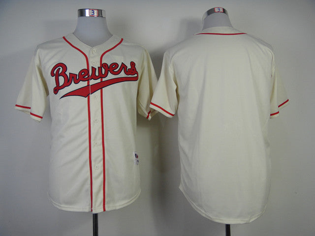 Custom Milwaukee Brewers cream jersey