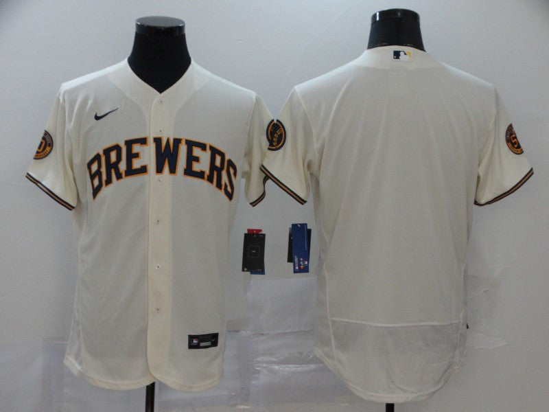 Custom Milwaukee Brewers cream jersey