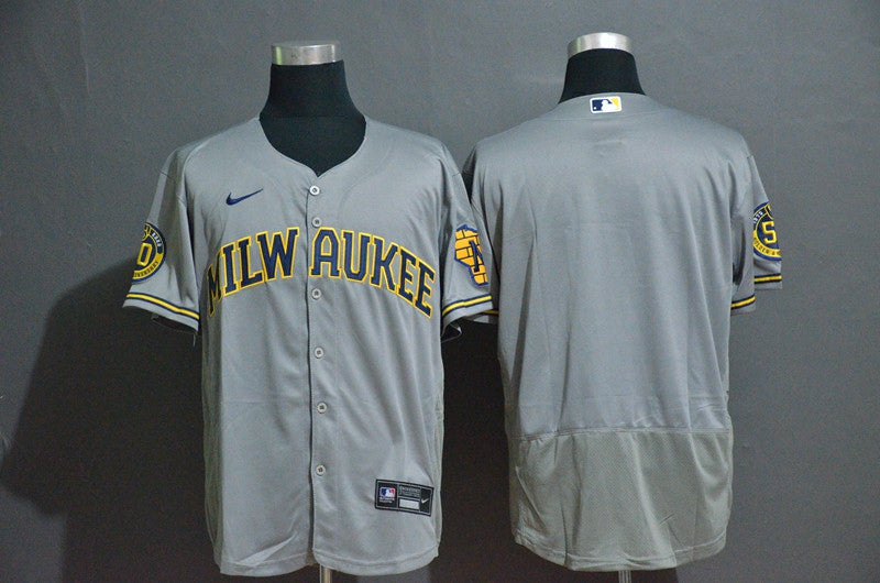 Custom Milwaukee Brewers gray jersey