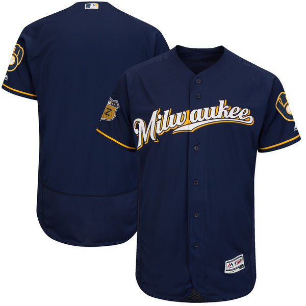Custom Milwaukee Brewers navy jersey