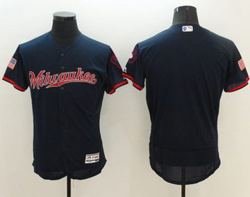 Custom Milwaukee Brewers navy Fashion jersey