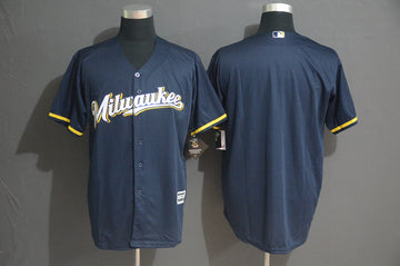 Custom Milwaukee Brewers navy jersey