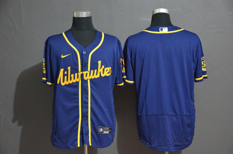 Custom Milwaukee Brewers royal jersey