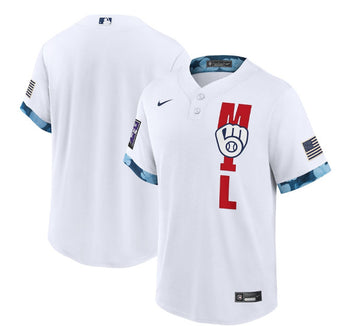 Custom Milwaukee Brewers white All-Star jersey