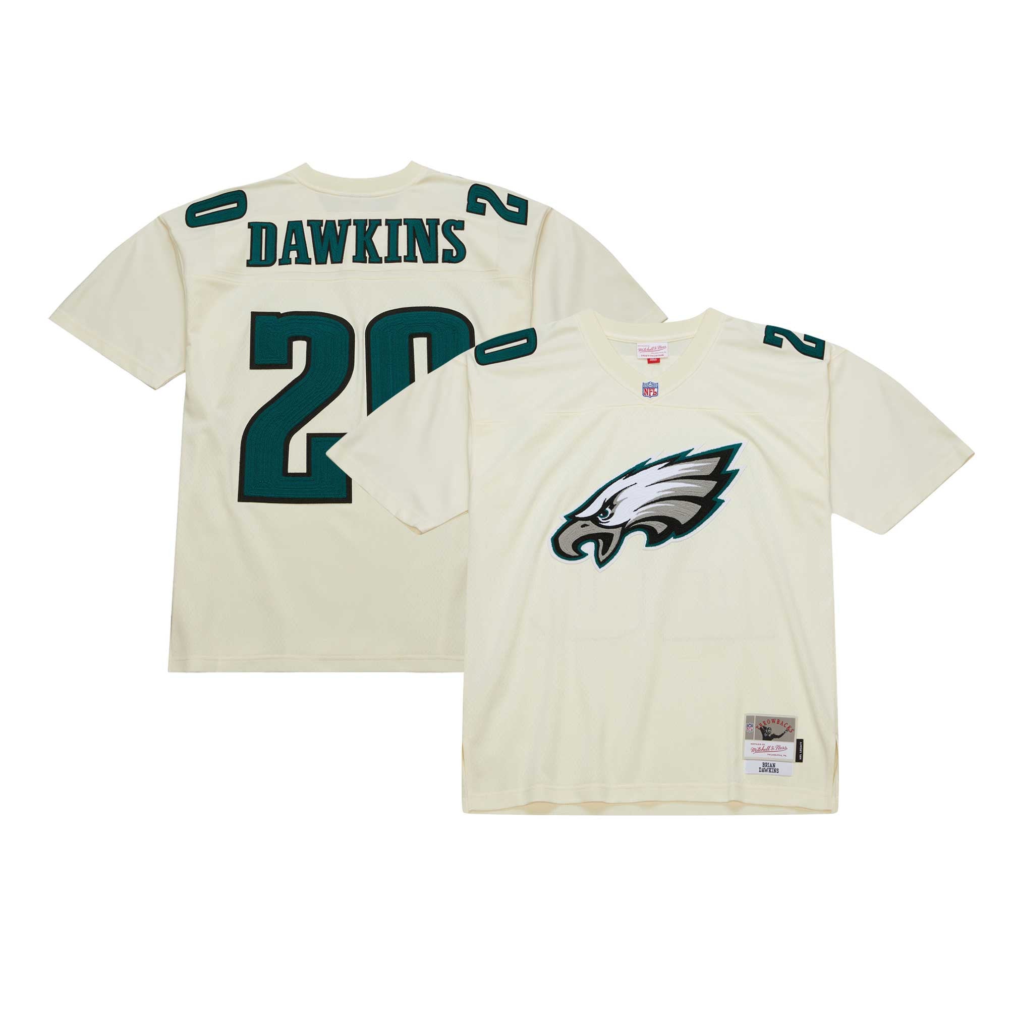 Brian Dawkins Chainstitch Philadelphia Eagles cream jersey