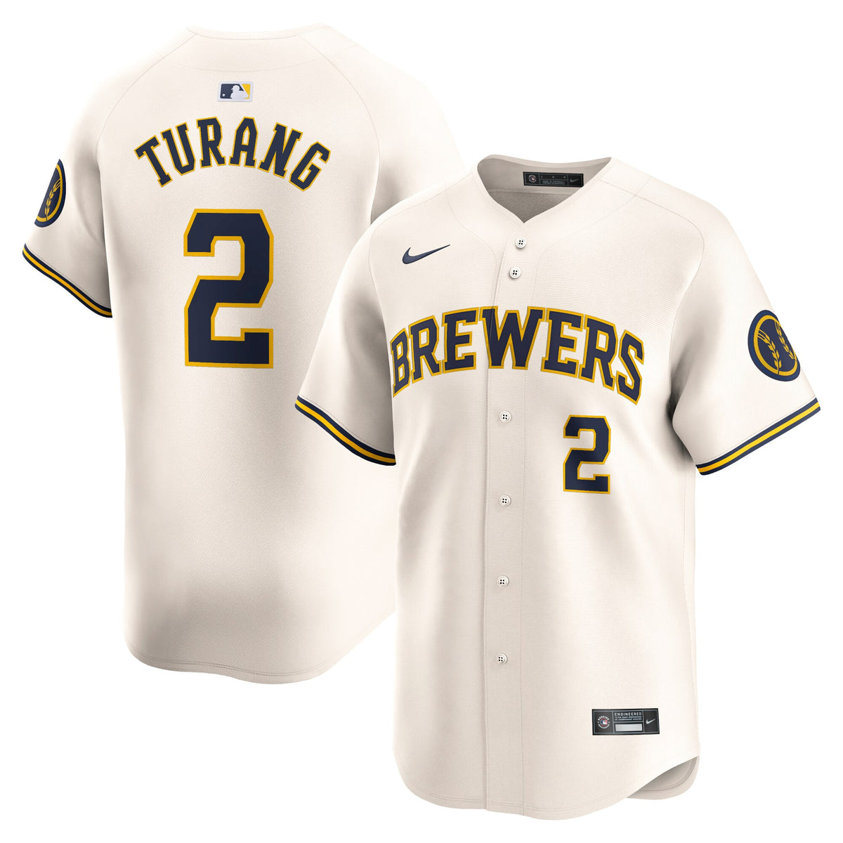 Brice Turang Milwaukee Brewers cream Limited jersey